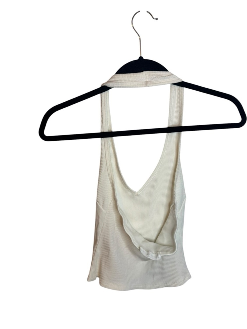American Threads White Ribbed Halter Top - Picture 2 of 3
